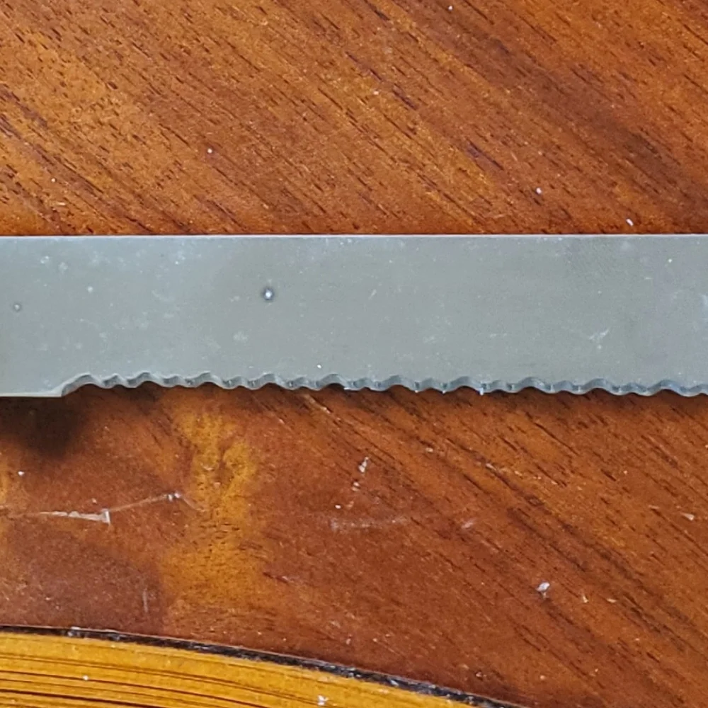 VTG Regent Sheffield England Warwick Cream Handle Bread Knife Leaves 1970s